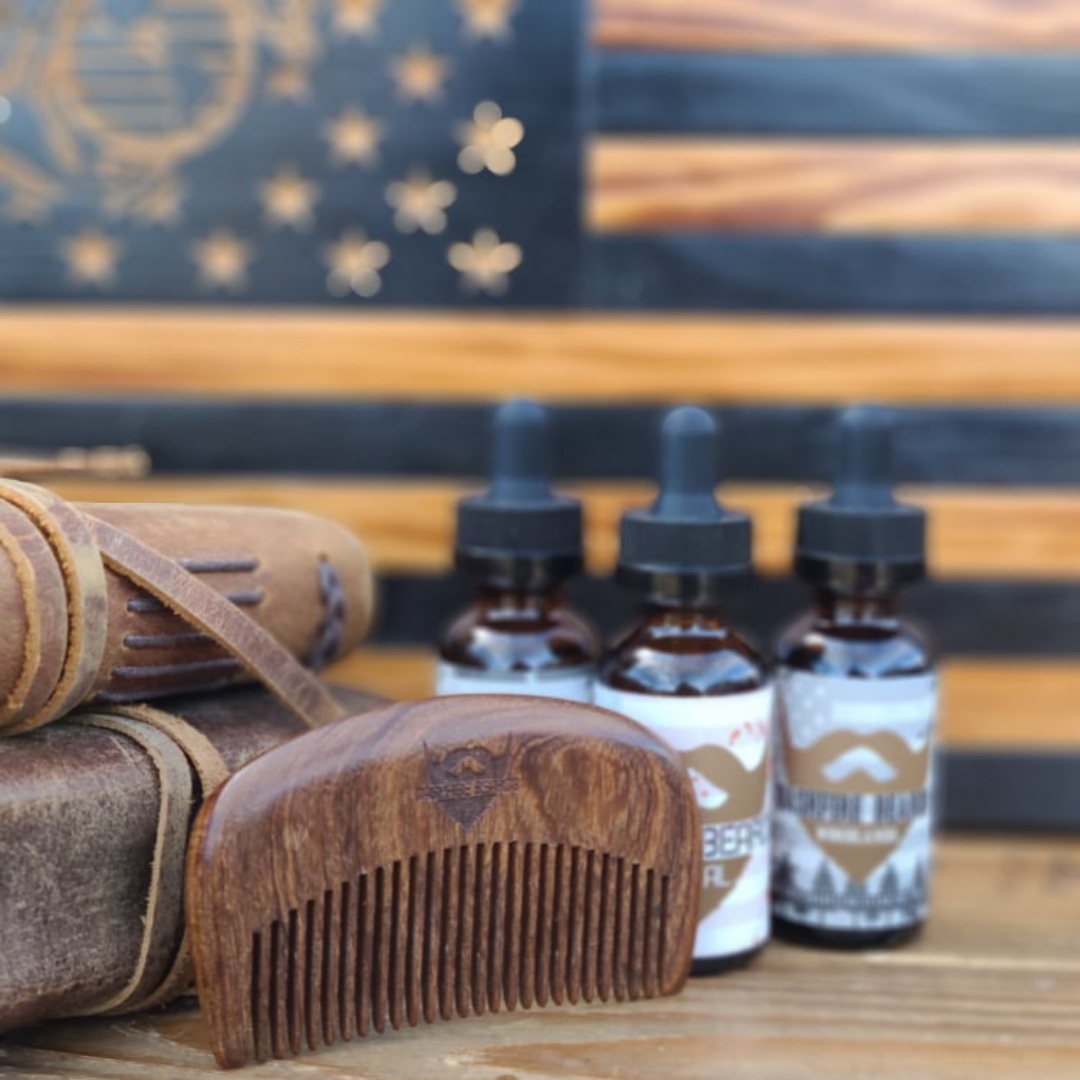 Golden Sandalwood Beard Comb – Anti-Static Wood Comb for Bearded Vets | Dashfire Beards