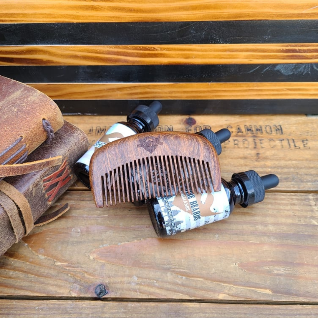 Golden Sandalwood Beard Comb – Anti-Static Wood Comb for Bearded Vets | Dashfire Beards