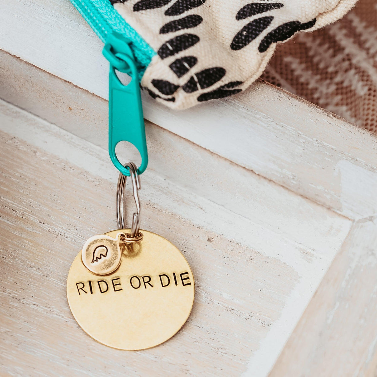 RIDE OR DIE Best Friend Brass Keychain