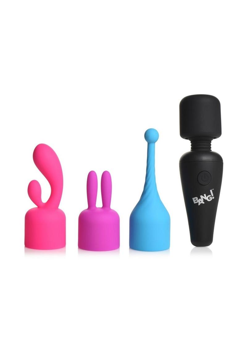 Bang! 10x Mini Wand Set Rechargeable Silicone Vibrator with 3 Attachments