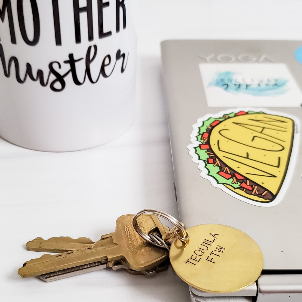 I AM ENOUGH Brass Keychain with Rainbow Emoji